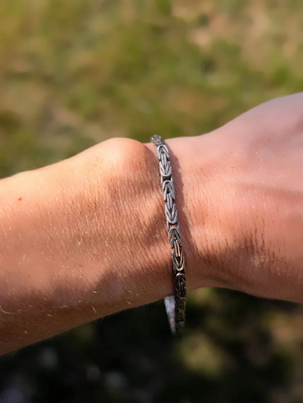 Vintage Heavy Sterling Silver Byzantine Unisex Oversized Bracelet Made in Italy
